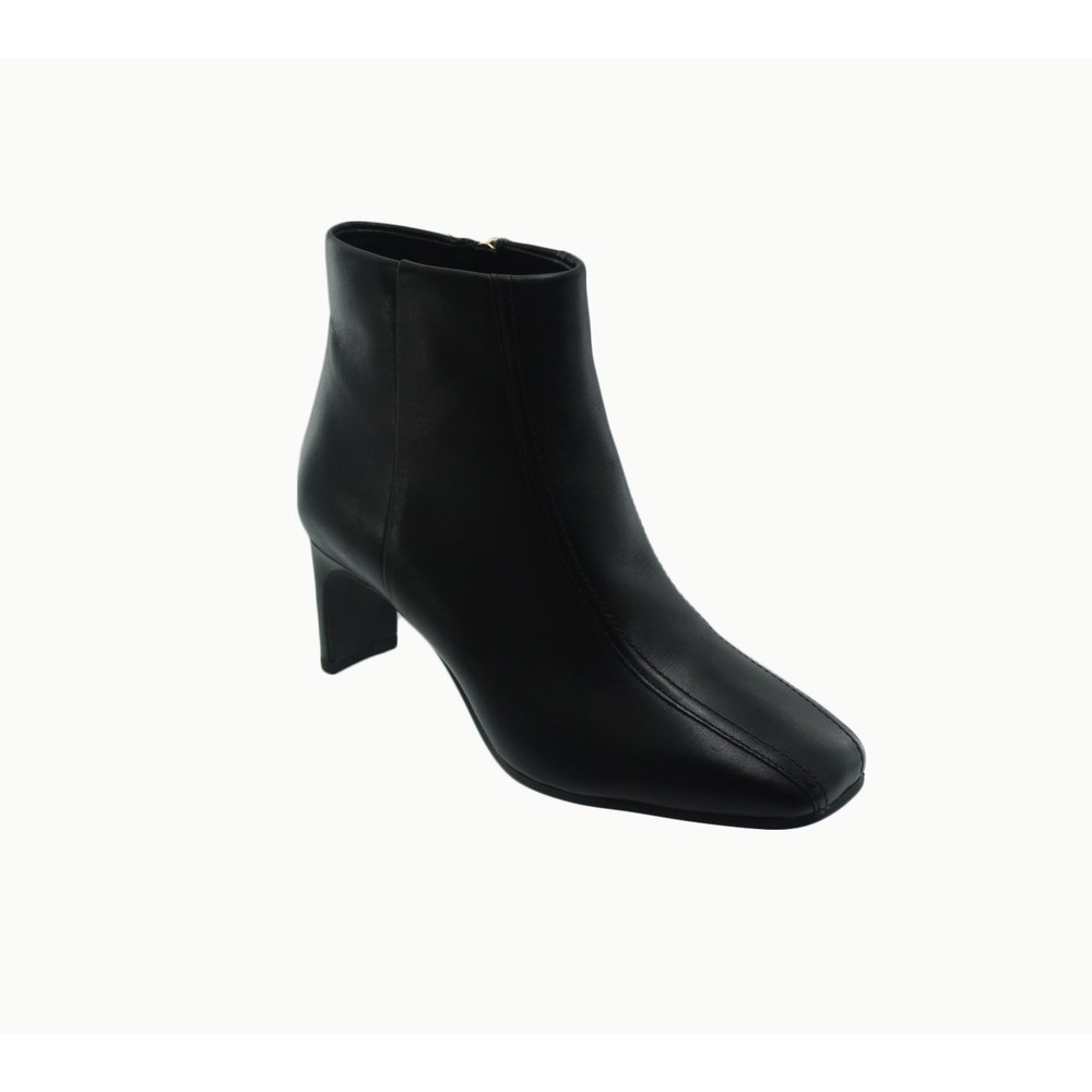 Clarks Seren55 Top Black Leather Square Toe Kitten Heel Ankle Boots Womens 6.5 M